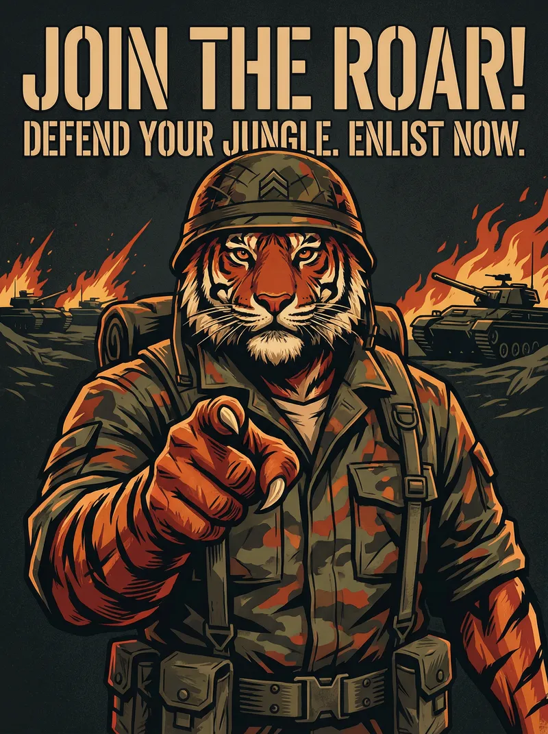 四虎tv 战队招募 军事征兵海报